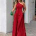 Women's Clothing Fashion 2023 Summer Slant Collar Single Side Lace Irregular Off Shoulder High Waist Pocket Wide Leg Pants Casual Jumpsuit_ecoleips.com