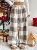 Pajama Pants For Women Fuzzy Pack Long Fleece Buffalo Plaid Pj Bottoms Soft Drawstring Lounge Sleepwear_ecoleips.com