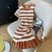 Women's Clothing Women's Summer New Sleeveless Striped Slim Vest Skirt Fishtail Dress Knitted Skirt Female_ecoleips.com