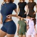Women's Clothing Tight Top Peach Hip Shorts Pocket Set 2 Piece Set_ecoleips.com