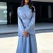 Lady Fashion High Waist Beading Design Long Dress Spring Elegant O Neck Solid Evening Dress Womens Long Sleeve A-Line Maxi Dress_ecoleips.com