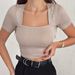 Women Fashion Temperament Square Neck Solid Color Rhinestone Embellished Slim Fit Cropped Top Dress For Ladies_ecoleips.com