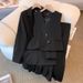 Women's Clothing plus size women's three piece suit suit vest half length A line skirt autumn and winter new temperament fat mm_ecoleips.com