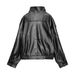K European And American Retro Motorcycle Style Leather Jacket With Stand Up Collar And Jacket_ecoleips.com
