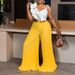 Women's Clothing Sexy Ruffle Sleeveless Top Wide Leg Wide Leg Pants Fashion Suit_ecoleips.com