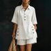 Women's Autumn Summer Short Sleeve Shirt And Loose Pants Two Piece Set Casual Comfortable Fashion Outfit_ecoleips.com