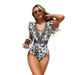 Aria Basics 2025 New European And American Printed Women's Triangle One-Piece Bikini Sexy Cross-Border Conservative Hot Spring_ecoleips.com