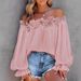 Women's Clothing Hot Sale New Elegant Style Casual Off Shoulder Long Sleeved Tops Lotus Leaf Sleeves Shirt Loose Plus Size Women's Clothing_ecoleips.com
