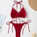 Women's Fashion Bikini Swimsuit American Style Solid Color Tie Up Sexy Hot Girl_ecoleips.com