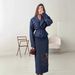Women's Clothing Modest Set Elegant Long Sleeve Wrap Dress Set – Fall Office Chic, Stretch Polyester Blend, Adjustable Waist, Navy/Blush/White_ecoleips.com