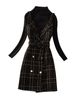 Chic Little Fragrance Style Strapless Dress Women's High Waist A-Line Short Skirt Slimming Spring Autumn New Retro Dress_ecoleips.com