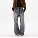 Unisex Distressed Slim Fit Wide Leg Jeans High Waisted Retro Straight Leg Cotton Pants For Autumn/Winter Casual Style_ecoleips.com