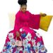 Women's Clothing Plus Size V-Neck Abaya Set – African Print Pleated Dress With Batwing Sleeves Modest Two-Piece Outfit For Work & Special Occasions_ecoleips.com