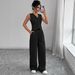Cross-border European American Women's Fashion 2025 Spring/Summer Elegant Buttoned Sleeveless Vest And Pants Set_ecoleips.com