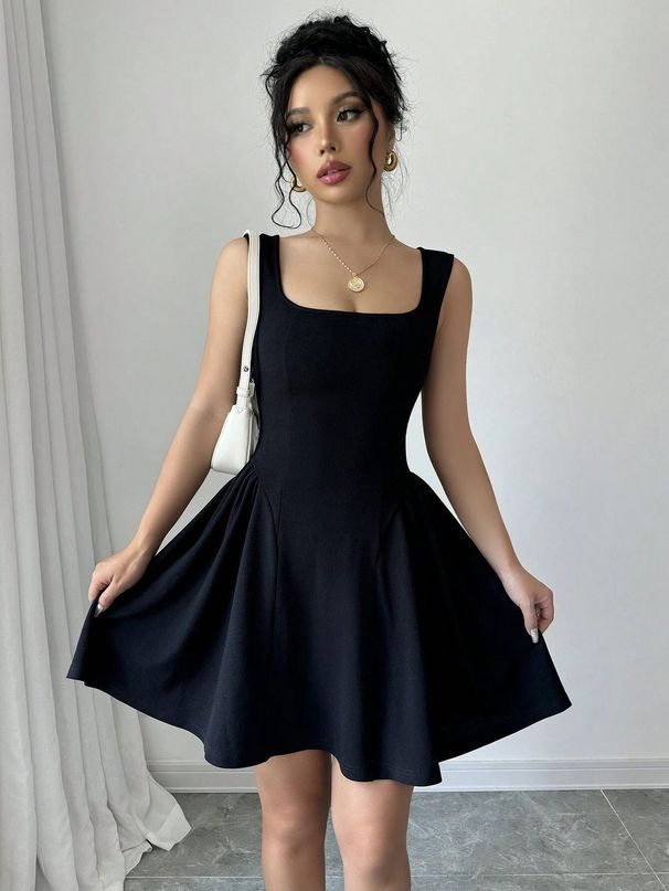 Backless Square Neck Suspender Dress For Women American Style Fashionable Summer Thin Material Casual Dress_ecoleips.com