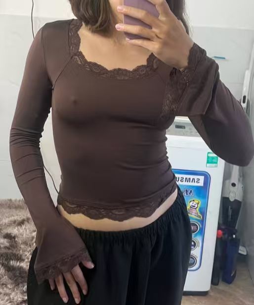 Women's Clothing Spring Slim Fit Crop Top For Women Sexy Lace Trim Style Clothing For Formal & Casual For Women_ecoleips.com