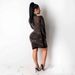 Women's Clothing Sexy Perspective Hot Diamond Long Sleeve Dress Nightclub_ecoleips.com