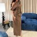 Unique Solid Hollow Off Shoulder Evening Dress New Autumn Long Sleeved Women Banquet Dress Casual High Waist Split A-line Dress_ecoleips.com