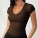 Cross-border Bestseller Ribbed Egg-shaped Collar Y2K Clothing 2026 Summer Slim-fit Short-sleeve T-shirt With Stylish_ecoleips.com