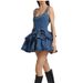 Women's Clothing New Summer 3d Floral Denim Mini Skirt Female Retro A Line Suspenders High Street Dress_ecoleips.com