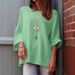 Women's Autumn/Winter Round-Neck Cotton Linen Plain-Colored T-Shirt_ecoleips.com
