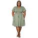 N7991 European And American Women's Fashion New Ruffle Sleeve Tie Short Pocket V-neck Plus Size Dress_ecoleips.com