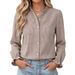 Women's Long Sleeved Shirt Ruffled Trim Sophisticated Professional Look Autumn Winter European American Foreign Trade Cross Border E Commerce Market_ecoleips.com