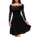 2025 European And American Cross-border Women's Clothing Autumn Sexy Lace Off-shoulder Dress_ecoleips.com