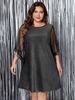Sparkling Plus Size Summer Dress – Flowy Short Sleeve Round Neck Dress With Glitter Details, Comfortable & Stylish_ecoleips.com