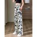Slim Fit Straight Leg Trousers American Style Digital Print Sporty Casual Summer Trousers for Men And Women Couple Style_ecoleips.com