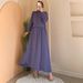 Muslim Dress Women Modest Muslim Women's Long Sleeve Dress With Polo Collar – Elegant A-Line Maxi Dress For Middle East & Southeast Asia (Brown, Black, Purple, Green)_ecoleips.com