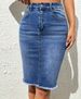 Women's Clothing New Blue Hip Wrapped Raw Edge Denim Skirt Personality Street Washed Skirt_ecoleips.com