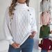 2026 Casual Solid Color Button Twist Turtleneck Lantern Sleeve Pullover Sweater Women's Clothing_ecoleips.com