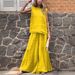 Women's Clothing Casual Large Size Suit Loose Solid Color Cotton And Linen Sleeveless Trousers Two Piece Suit_ecoleips.com