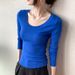 2025 230G Pure Cotton Long Sleeved Women's T-Shirt Shoulder Length 2025 Autumn Outfit New Slim Fit And Slimming Solid Color_ecoleips.com