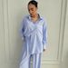 Autumn New Striped Sleeve Long Pants Lace Loose Wearable Pajamas Two-Piece Set European And American Homewear For_ecoleips.com