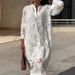 Women's Lace V Neck Loose Dress Casual Everyday Wear European American Style 2026 Fashion Trend Gentle Temperament_ecoleips.com