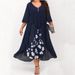 plus Size Women's Chiffon Patchwork Faux Two-Piece Dress Irregular Mid-Sleeve New Cross Border Independent Website 2023 Q228_ecoleips.com