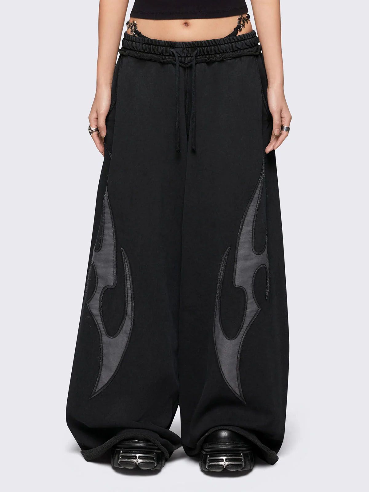Women's Clothing Personalized Patch Embroidery Casual Trousers Street Hip Hop Style Wide Leg Pants_ecoleips.com