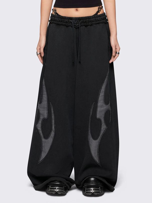 Women's Clothing Personalized Patch Embroidery Casual Trousers Street Hip Hop Style Wide Leg Pants_ecoleips.com