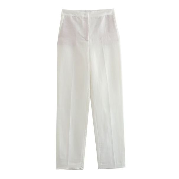 Women's Clothing Linen double-breasted women's blazer + vest and vest + linen straight pants suit_ecoleips.com