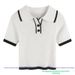 French-Inspired Polo Knit Top – Breathable Short Sleeve With Collar (One Size, Cool-Touch Polyester Blend)_ecoleips.com