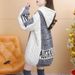 Women's Clothing Fashionable Oversized Hooded Sweater Longline Knit Cardigan Soft Cozy Pullover With Letter Print (Black Letter, Brown Letter)_ecoleips.com