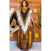 African Women's plus Size Robe Long Dress with Printed Rhinestones Cross Border Style with Headscarf_ecoleips.com