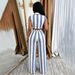Fashion Women's Clothing Set Color Block Striped Vest Collared Shirt High Waist Wide Leg Pants TW887 European American Style Commuting_ecoleips.com