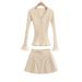AP23249-23 Autumn New European And American Style Elastic Ribbed V-neck Long-sleeve Knit Cardigan Pleated Skirt Set_ecoleips.com