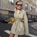 Women's Stand Up Collar Trench Coat Mid-Length Drawstring Waist Autumn/Winter Pure Cotton Jacket European American Style_ecoleips.com