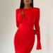 Elegant Patchwork Pleated Maxi Dress Crew Neck Flare Long Sleeve Slim Bodycon Evening Dress_ecoleips.com