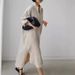 Women's Loose Cotton Linen Shirt Dress Long Irregular Cardigan_ecoleips.com