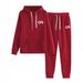 Women's Clothing Autumn/Winter Women's Sweatshirt Set Fleece Lined European American Style Sporty Casual Fashionable Versatile Print_ecoleips.com